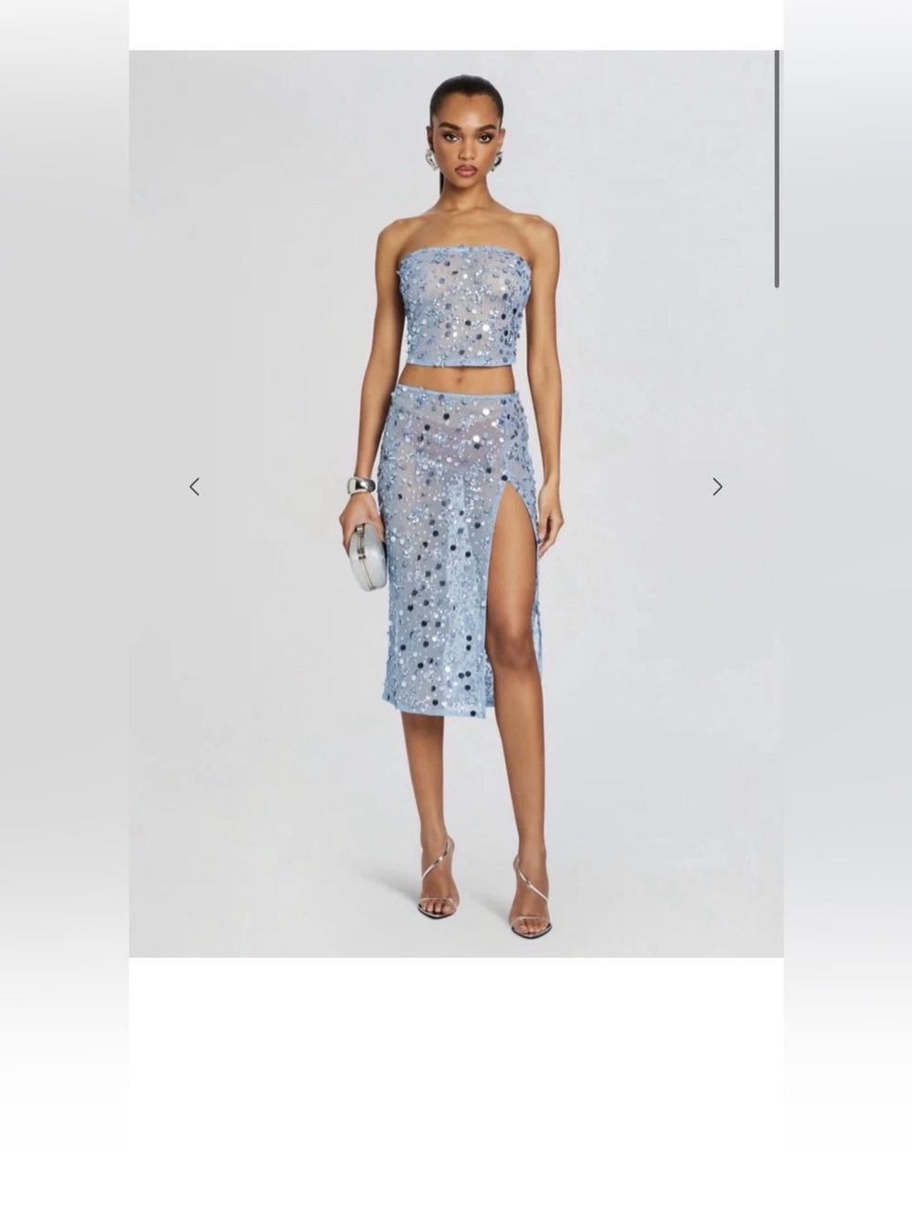 Retrofete MIRAGE EMBELLISHED SKIRT XS Dusk blue NWT